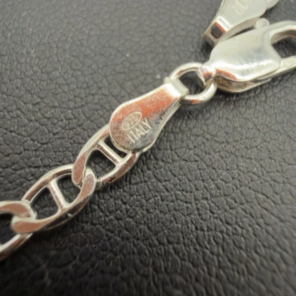 Vtg Vior Italy 925 Sterling Silver Mariner Link Chain Bracelet 8.25